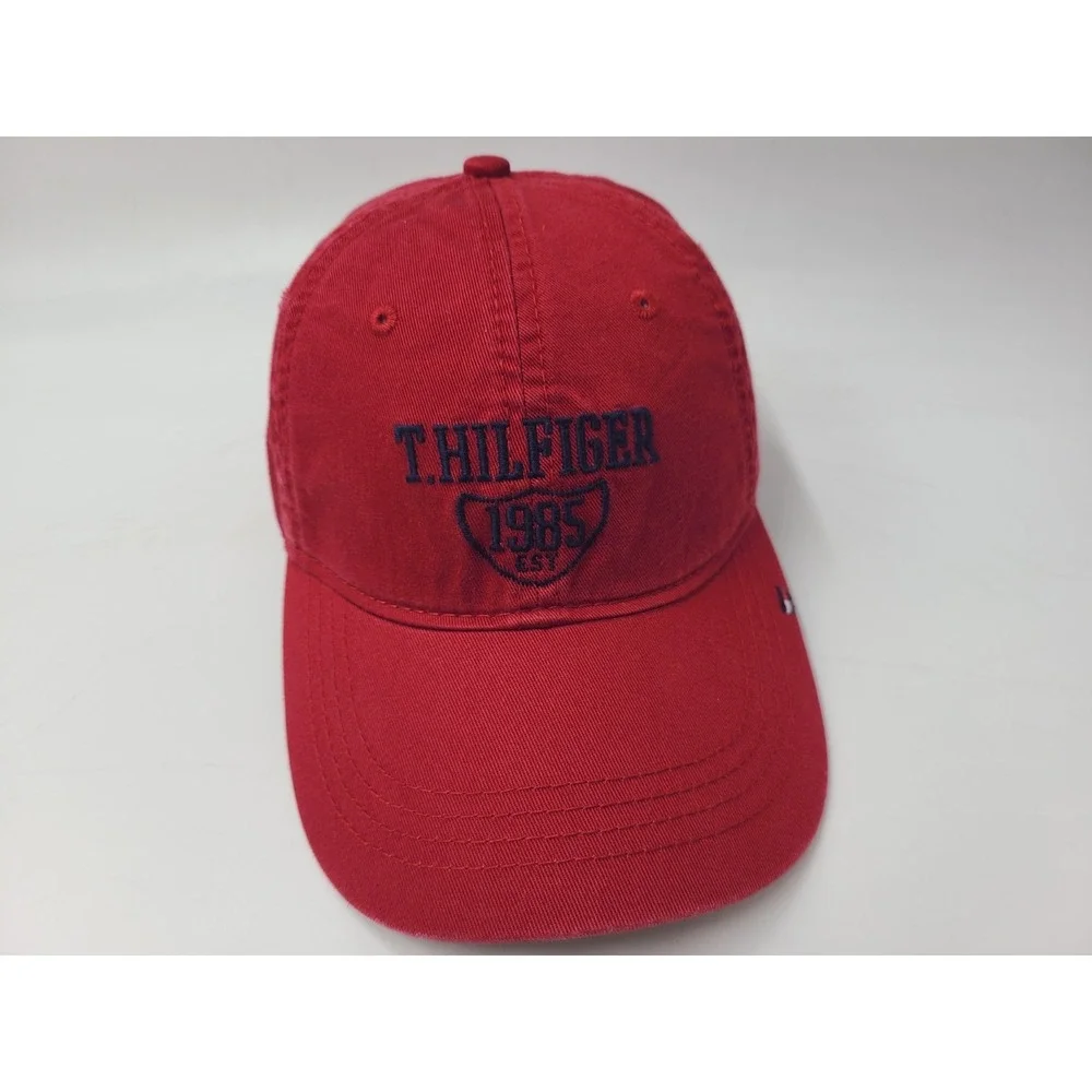 Tommy Hilfiger Est 1985 Strapback Adjustable (Fits Small) Hat Cap Cotton Dad Red